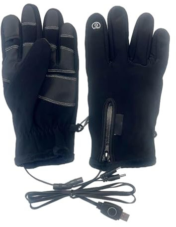 Elektrische beheizte Handschuhe | USB-beheizte Vollfingerhandschuhe | Leichte Thermo-Fahrradhandschuhe mit Touchscreen, warme und bequeme Handschuhe mit Vollfingern, Schwarz , Consulte la descripción