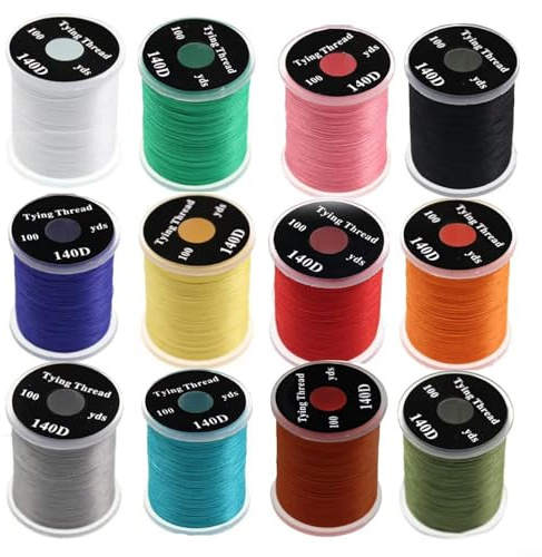 Kit di fili in nylon 140D per legare ninfe, mosche secche/bagnate e stelle filanti (12 pezzi)