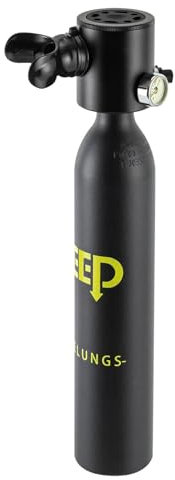 Estabeter Mini Tauchausrüstung Sauerstoffflasche 0.5L, Tragbare Sauerstoffflasche für 5 bis 10 Min Tauchen Tauchen Sauerstofftank mit Leuchtendes wasserdichtes Druckmessgerät