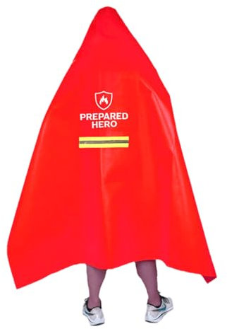Prepared Hero Flame Shield 1 Pack – Résistant jusqu'à 1100 degrés – Certifié CE – Cape anti-feu – Cape anti-feu – Vêtements ignifuges – Cape à capuche ignifuge – Couverture anti-feu pour la maison