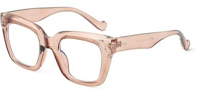 JM Gafas de luz azul cuadradas, anteojos que bloquean la luz azul de la computadora y protegen los ojos para mujeres y hombres marrón