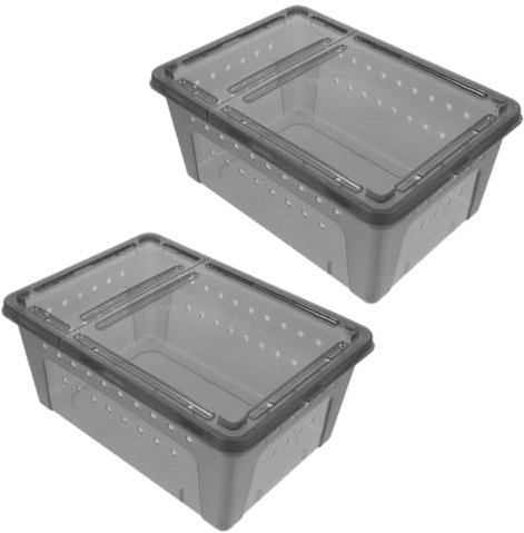 Happyyami 2stücke Reptilien-futterbox Mit Atemloch Schlichte Form Einfache Zuchtbox Sichtbar Leicht Zu Reinigen Strapazierfähiges Material Für Spinnen Geckos Und Andere Kleine Tiere
