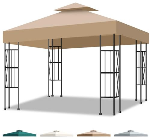 Inoamity Telo Ricambio Gazebo 3x3m Impermeabile con Doppio Strato, Protezione UV 95%, Ventilazione Ottimizzata, Facile Montaggio - Compatibile per Giardino, Terrazza, Camping e Spiaggia