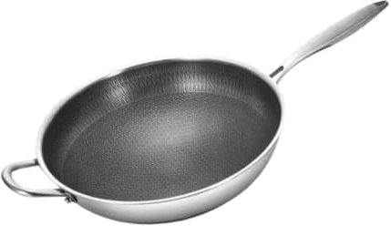 ULTECHNOVO Wok Inox Nid D’abeille 32 Cm Acier Inoxydable Antiadhésif Multifonction Cuisson Vapeur et Mijotage pour Plaque Induction la Cuisine Professionnelle et Familiale