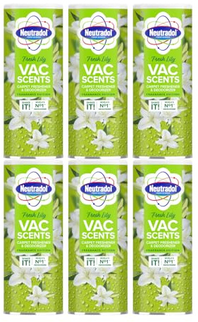 Neutradol Carpet Deodoriser, Fresh Lily, Multipack of 6 x 350g | Vac Scents, Odour Neutraliser Powder, For Carpets & Rugs, Hoover Scents, Carpet Freshener