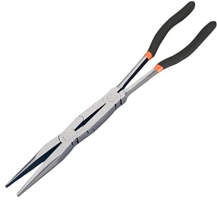 Alicates de acero de mango largo, diseño de doble junta, herramienta ergonómica de reparación manual, fácil de usar para un fácil acceso en espacios reducidos, alicates de doble junta