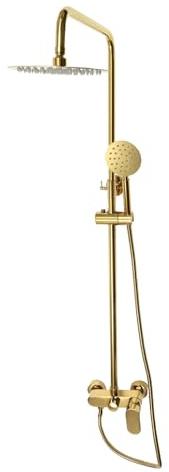 Soffione doccia a pioggia in titanio e acciaio inox, sistema doccia a pioggia con 3 tipi di getto, doccetta e miscelatore monocomando da parete, colonna doccia, 81-113,5 cm, regolabile in altezza