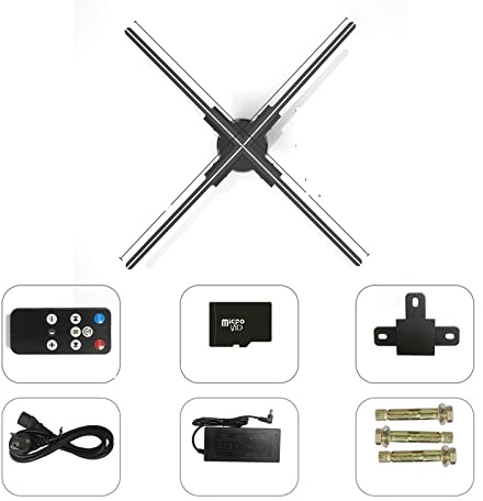 BAFEIYA 40-115cm HD 3D Publicidad Proyector Ventilador WiFi Led Pantalla Lámpara holográfica Proyector multifunción 3D Luz Imágenes Video(F80 Set)