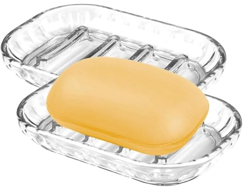 2 StüCk Seifenschale, Seifenschale Mit Ablauf, Seifendose, Seifenablage Dusche, 13×9cm Seifenhalter Aus Kunststoff,rutschfest Und Robust Seifenschalen,FüR Badezimmer,KüChe,Dusche