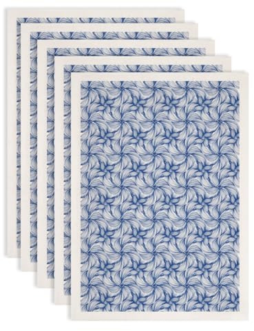 SUPERDANT 5PCS Carta Da Trasferimento Sottosmalto Onde Petali Per Ceramiche Porcellane Decorazioni Floreali Per Vasellame Regali Artigianali Carta Decalcomania Blu