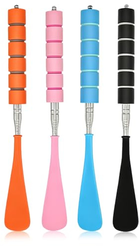 4 Pcs Telescopic Long Handled Shoe Horn, 11-27in Extendable Metal Shoehorn