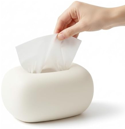 Tissue Box – White Decorative Tissue Holder for Living Room, Bathroom, Hallway, Makeup Table – Modern Cosmetic Dispenser for Tissue Cover – Elegant Home Décor Accessory