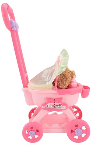 LUCKDANO Cochecito de Muñeca para Mascotas, Cochecito de Muñeca para Mascotas, Carrito de Empuje Educativo para Niños, Juego de Simulación, de Perro Grande para Niños y Niñas, Material Seguro,