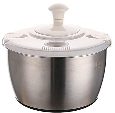 LeeQinersw Escurridor de Ensaladas Lavador Manual de con Canasta Desmontable Acero Inoxidable Recomendado para Buffets Y Reuniones Sociales 24.