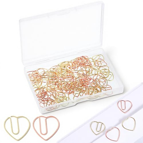 100 Stück Büroklammern Herz, Büroklammern Motiv Herz | Metal Paper Clips, Büroklammer Set für Dekorative Hochzeiten Postkarten Büro Vorräte