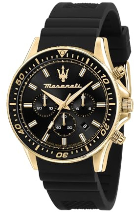 Maserati Orologio da uomo, Collezione Sfida, in Acciaio, PVD Oro, Silicone, con cinturino in Silicone - R8871640001