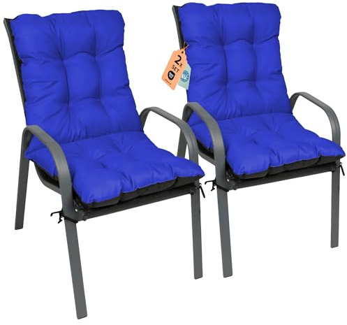 SuperKissen24. Stuhlkissen Sitzkissen und Rückenkissen für stühle - 2er Set 48x96 cm - Outdoor und Indoor - blau