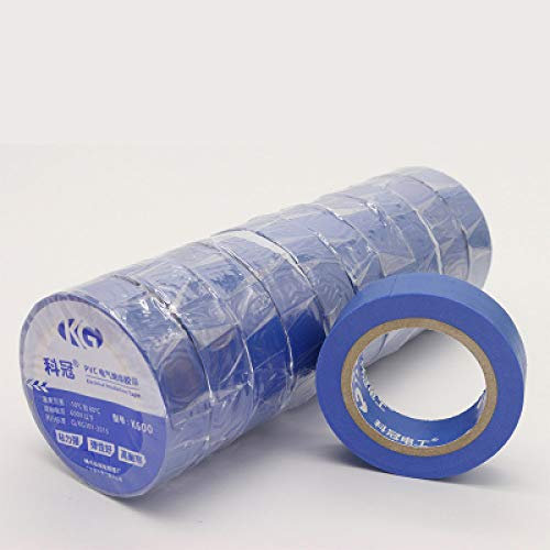 BOLIXIN Hardware10 rollos de cintas eléctricas de PVC cinta adhesiva aislante ignífuga herramientas eléctricas de bricolaje 16 mm x 8 m, azul
