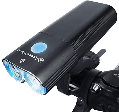 HyperGuard FX1800 - BIke Headlight USB Rechargeable - 1800 Lumens Powerful Super Bright LED Front Mountain Bicycle Light - IPX6 Waterproof MTB Cycle Lights by Apace Vision