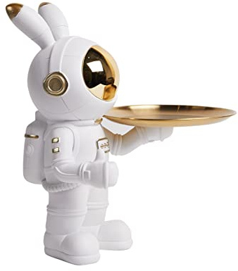 SEINHIJO Porta Dulces Bandeja de Joyas Figura de Astronauta Decoración Moderna Escultura Interior Regalo para Hogar Sala Cocina Resina 31cm