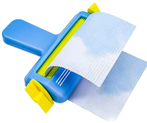 KRUCE Paper Crimper Paper Craft Tools,Cyan Paper Quilling Tool Paper Wave Shaper Making Tool with Knob for DIY Arts Crafts Scrapbooking