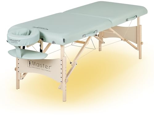 Master Massage 71cm Paradise Wooden Lightweight Portable Massage Couch Foldable Massage Table Spa Beauty Couch Physiotherapy Bed W/Ambient Light System, Lily Green