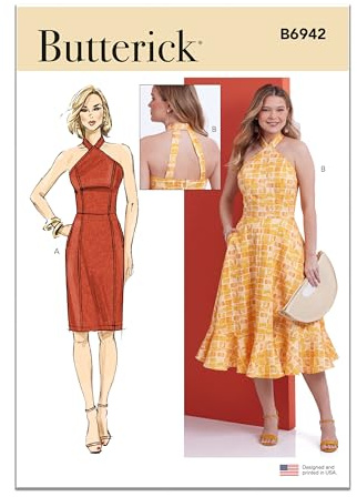 Butterick Misses' Halter Dresses Sewing Pattern Kit, Design Code B6942, Sizes 8-10-12-14-16