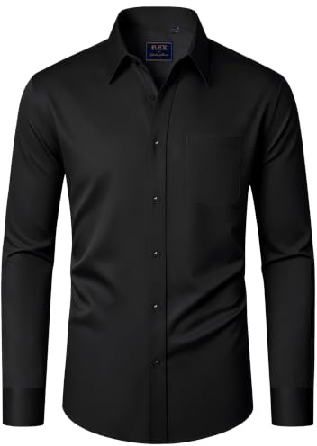 J.VER Hemd Herren Langarm Regular Fit Stretch Business Hemden mit Tasche | Bügelleichtes, Formal, Freizeit, Casual, Atmungsaktiv, für Hochzeit Outdoor Büro Urlaub, für Männer Freund Vater Bruder
