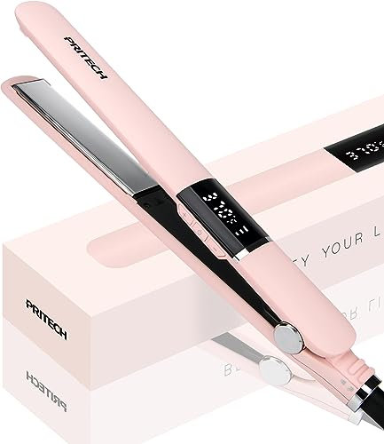 Hair Straightener,Titanium Straightener with Floating Plates for Sleek Styling - 5 Heat Setting Up to 230℃ for All Hair Types,Pink Hair Straightener for Women,Dual Voltage & 60mins Auto Shut-Off