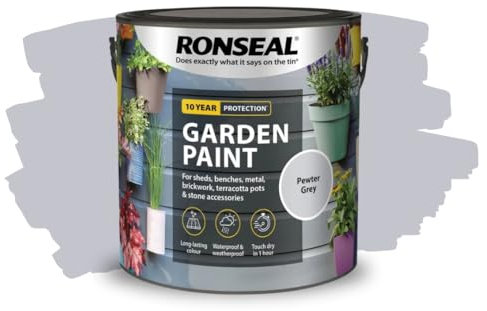 ARUUJ - Garden Paint, Fence Paints, Weather Resistant Outdoor Matt Paints, Water Based Paint For Sheds, Metal, Terracotta, Easy to Apply, Long-Lasting Colour & Protection (Pewter Grey, 250ML)
