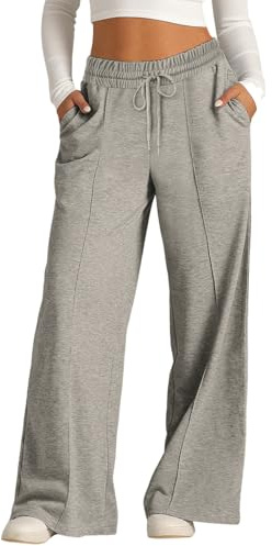 Neteson Pantalon Jogging Femme Large Pantalons de Sport avec Poches Taille Élastique Pantalon Survetement Ample pour Running Fitness Yoga Training Pants Sportswear