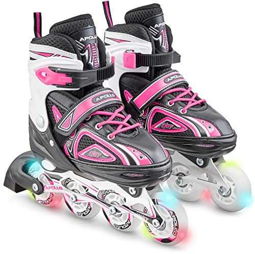 Apollo Super Blades, größenverstellbare Inline Skates für Damen und Kinder, Inliner für Erwachsene, Mädchen und Jungen in den Größen 31–42, LED Inline-Skates