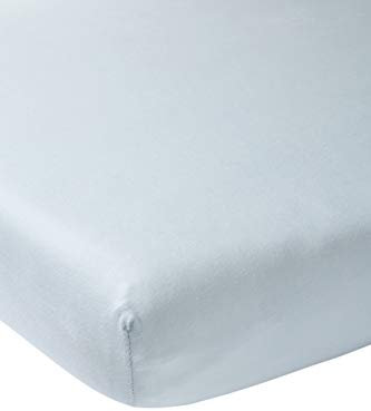 Meyco Baby Uni Spannbettlaken für das Kinderbett (Bettlaken mit weicher Jersey-Qualität, aus 100% Baumwolle, perfekte Passform durch Rundum-Gummizug, atmungsaktiv, Maße: 60 x 120cm), Hellblau