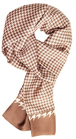 WANYING Bufanda Delgada de Rayón para Hombre Doble Capa Bufanda de Seda Artificial Casual Negocios para Otoño Primavera - Houndstooth Marrón Beige