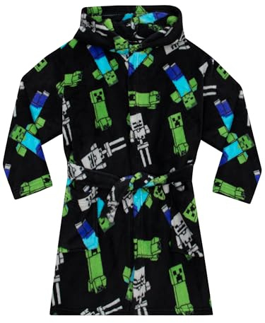 Minecraft Bademantel | Morgenmantel Jungen Mit Kapuze | Creeper Kinderbademantel Junge | Kinder Bademantel Für Jungs