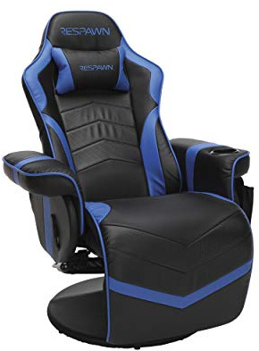 RESPAWN 900 Console Gaming Recliner with Footrest and Lumbar Support - Comfortable Ergonomic Gaming Chair with Headrest, No Wheels, Reclining, Heavy Duty, Racing Style Video Game Chairs - Blue