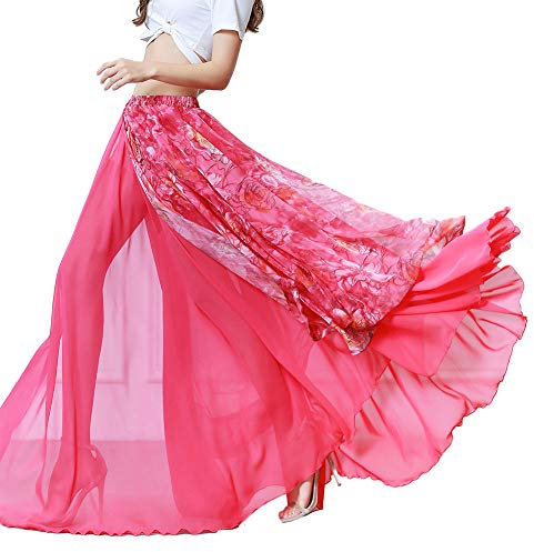 Royal Smea Bauchtanz-Kostüm für Damen, Chiffon, Schlitz, Maxi-Rock, Bauchtanz-Kostüm - Pink - Mittel