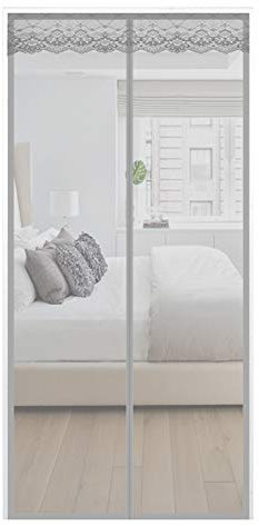 AMZERO Fliegengitter Mit Magnet, 95x215cm Magnetvorhang Moskitonetz Insektenschutz Fliegenvorhang HäNde Frei für Balkontür Wohnzimmer Terrassentür, Grau