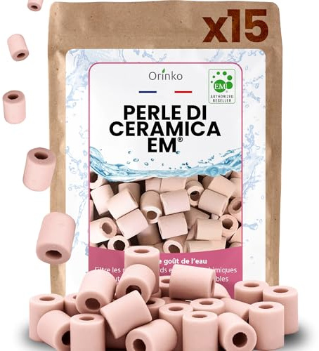 ORINKO® Perle di Ceramica EM x15 - Filtrazione Naturale e Anticalcare per Acqua - Microorganismi Efficaci per Uso Domestico - Durata 6 Mesi - Eco-Friendly e Senza Plastica per Vasi e Piante