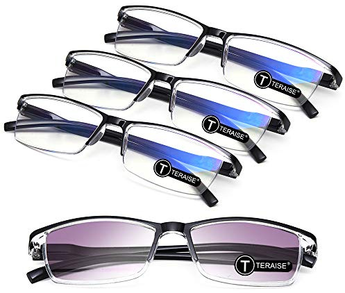 TERAISE lunettes de lecture anti-lumière bleue, légères et confortables pour lunettes de lecture homme et femme, robustes lunette de lecture ordinateur, étui à lunettes inclus