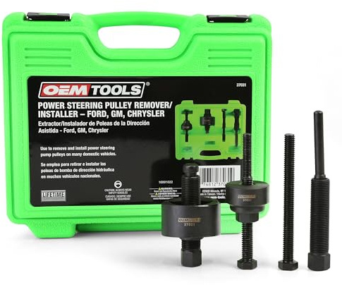 OEMTOOLS 37031 Servolenkungs-Riemenscheiben-Abzieher- und Montageset, entfernt und installiert Servolenkungspumpen-Riemenscheiben an den meisten häuslichen Fahrzeugen, Ford, GM, VW, Grün