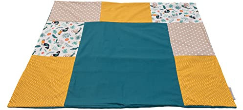 ULLENBOOM ® Wickelauflagenbezug 75x85 cm Dschungel (Made in EU) - abnehmbarer Bezug für Wickelauflage 85x75, Baby Überzug für Wickelunterlage aus Baumwolle, Wickelbezug für Wickeltisch