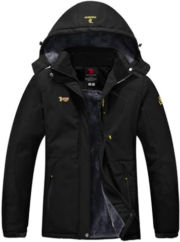 YSENTO Damen Winterjacke Wasserdicht Skijacke Outdoor Softshelljacke Warm Fleecejacke Funktionsjacke mit Abnehmbarer Kapuze