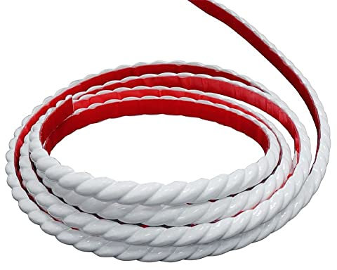 3M PVC carta da parati bordo autoadesivo, modanatura flessibile, striscia decorativa, striscia di bordatura per armadio, porta, cornice a specchio, parete di fondo (bianco, 10 mm)