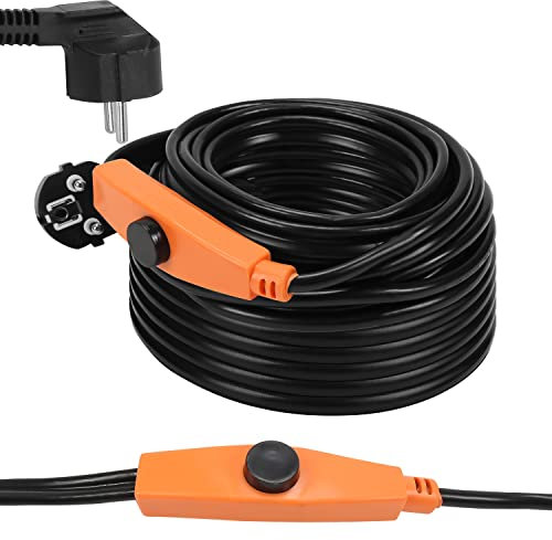 Jopassy 18m Frostschutz Heizkabel, 288W Heizleitung, Frostschutzkabel mit thermostat, Rohrbegleitheizung mit Automatikschalter, Heizband für Wasserleitungen im Haus, Pool, Teich