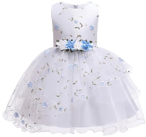 Gliitatu Vestido formal para niñas pequeñas, vestido de dama de honor, desfile, sin mangas, bautizo, boda, fiesta de cumpleaños, vestido de noche, azul, 3-4 años