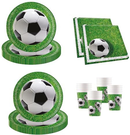 Procos DY10273853 - Football Party Set Small, Teller, Servietten und Becher, Tischdeko, Geburtstagsdekoration