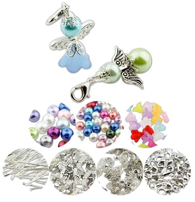 Chiaras's Engelshop 50x Bastelset Schutzengel Perlen Charms Engel Glücksbringer Anhänger Hochzeit