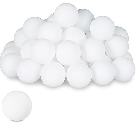 Relaxdays Beer Pong Bälle, 100 Stück, Tischtennisbälle aus Kunststoff, ohne Aufdruck, Ping Pong Bälle, Ø 40 mm, weiß