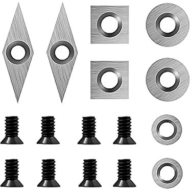 Kocusu Wendeschneidplatten 8PCS,Wendeplatten Hartmetxall,Drehmaschinen Drehmeißel Set,Drechselmesser,Hartmetall Einsatzschneider,Diamantkopf Drechselwerkzeuge mit Schrauben,Drechselzubehör